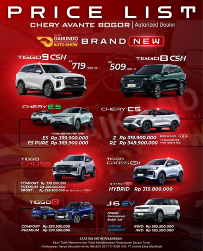 Pricelist Harga Chery semperbarat 2025